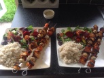 Chicken tikka kebabs, cauli rice and salad